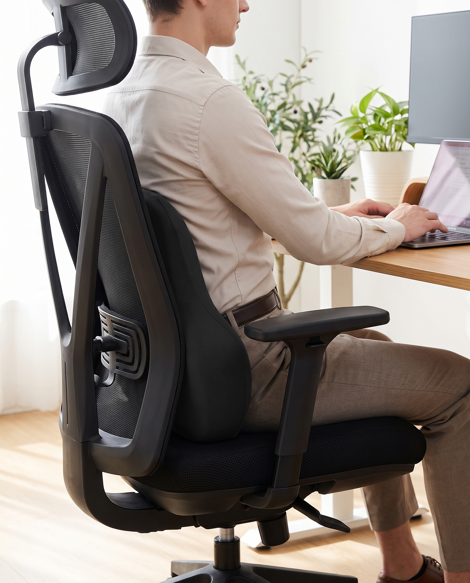 Coussin lombaire DeskZen soutenant le bas du dos