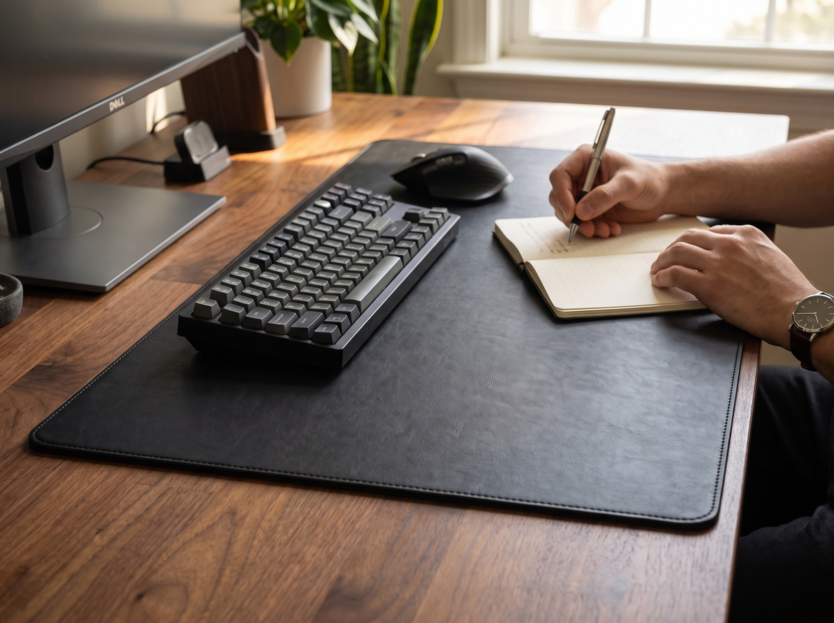 Le tapis de bureau DeskZen Premium protege le plateau du bureau