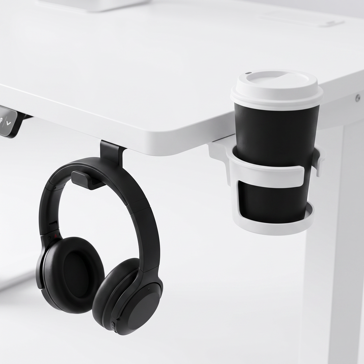 Porte-gobelet et support casque du bureau Deskzen Corner