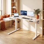 Bureau d'angle Deskzen Corner blanc dans un bureau à domicile