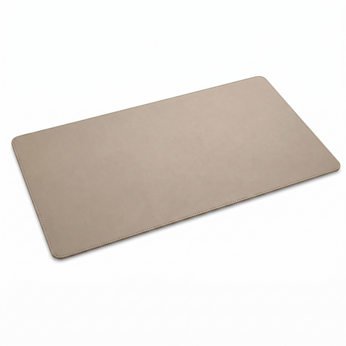 Tapis de bureau DeskZen Premium en cuir PU beige, fond blanc